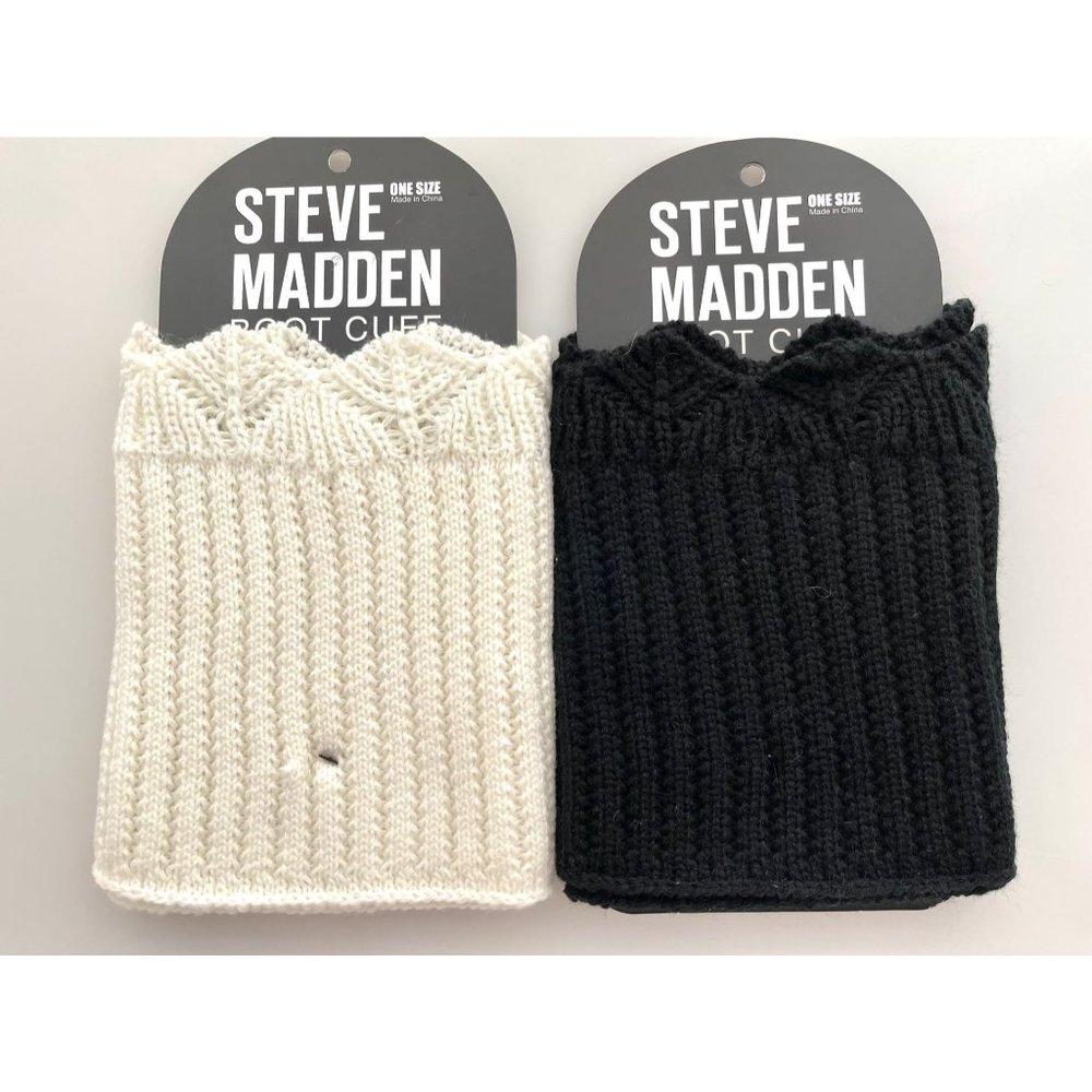 Steve Madden Knit Boot Cuffs, 2 pair, Cream & Black, One Size - New